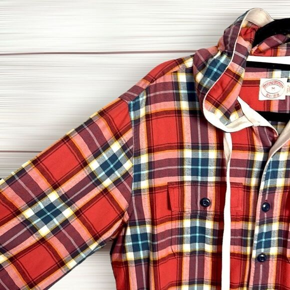 Brooks Brothers Red Fleece Hooded
Button Down Shirt Cotton Flannel Red Plaid M - Picture 5 of 13